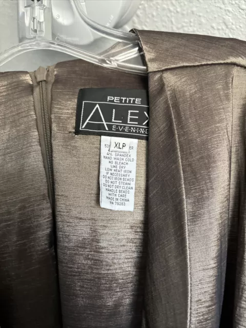 $109 Alex Evenings Taupe Tea Length Dress Jacket  Sequin Beaded Petite SZ XLP 2