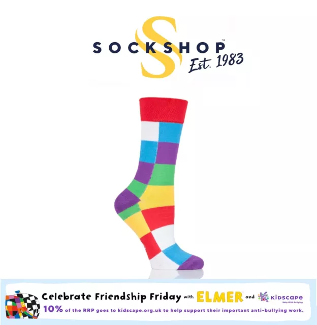 Elmer Adult Kids Socks Friendship Friday Patchwork Bamboo Socks 1 Pair- SOCKSHOP