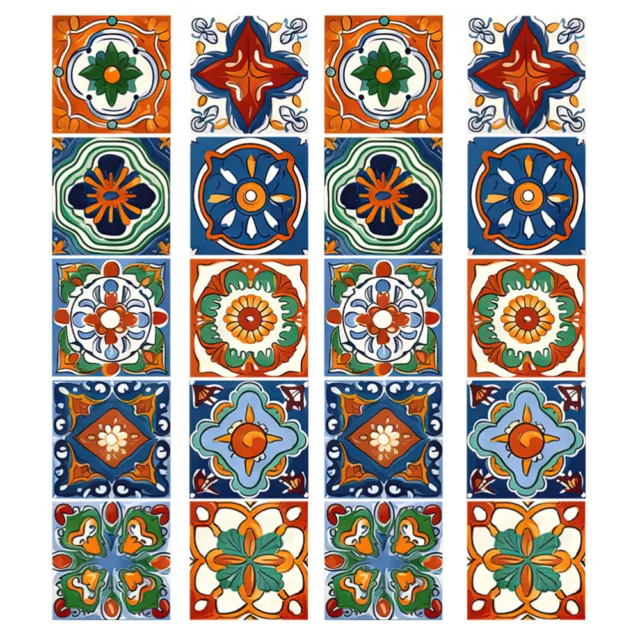 20 Pcs Autocollants Marocains PVC Stickers Carrelage Style Pour Salle De Bain