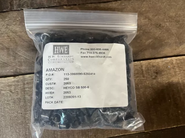✳️ 250 pcs Heyco Grommet Snap Bushing Plastic SB 500-6 (HWE# 2053) Black NEW ✳️