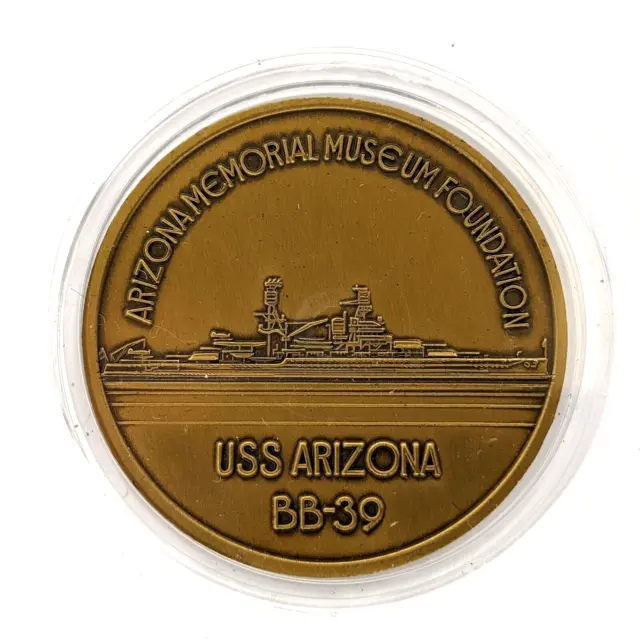 USS Arizona BB-39 Memorial Museum Foundation Token Coin in Case Pearl Harbor