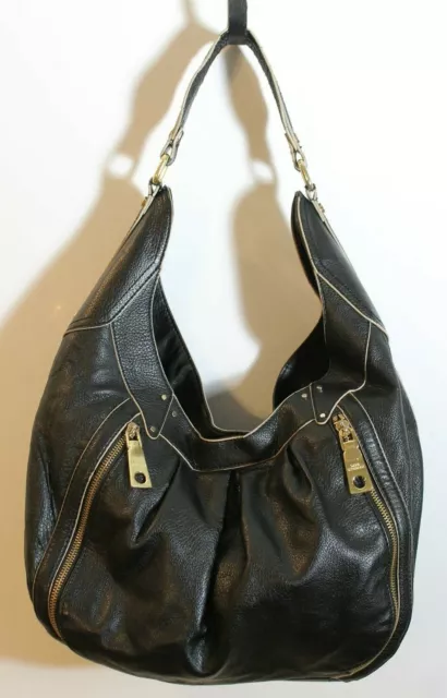 Dana Buchman Purse Slouch Style Hobo Shoulder/Hand Bag Black With Gold Trim