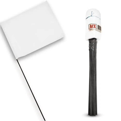 White Marking Flags 100 Pack - 4x5-Inch Flag on 15-Inch Wire - Dog Training Y...