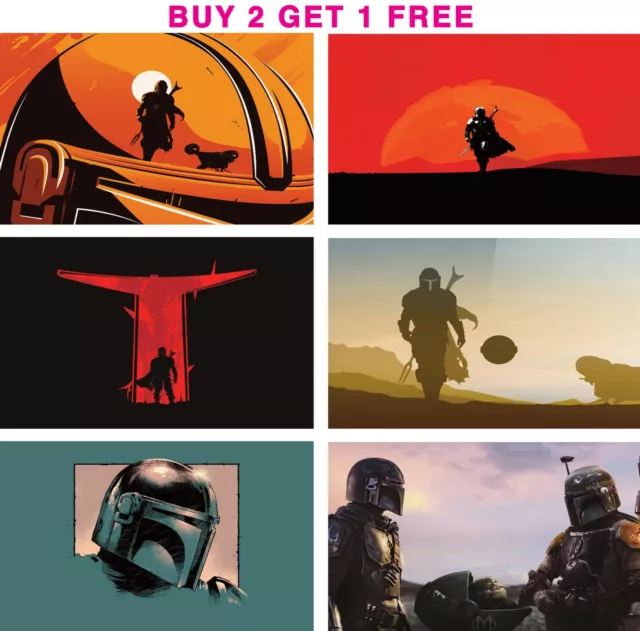 STAR WARS MANDALORIAN Vintage Posters A2/A3/A4 Size Wall Art Picture Prints