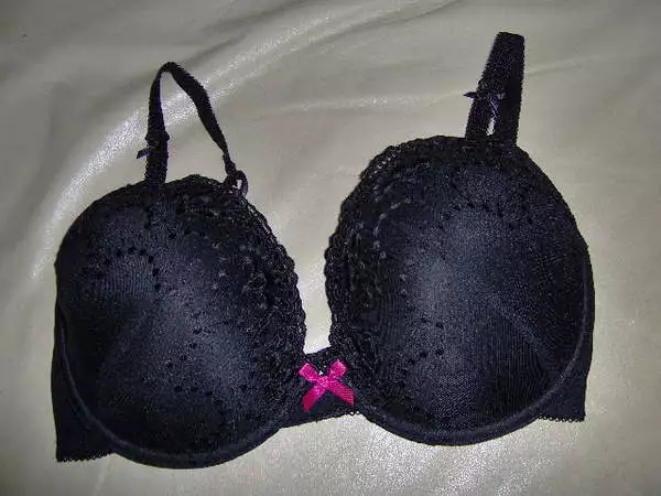 Ladies M&S Plunge Bra Embroidered Lace Padded  -Sizes 34C-D - 36C Black With Red