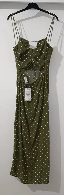 green emerald velvet dress ZARA. Green polka dot jumpsuit Tm(tara)  Hibuy market