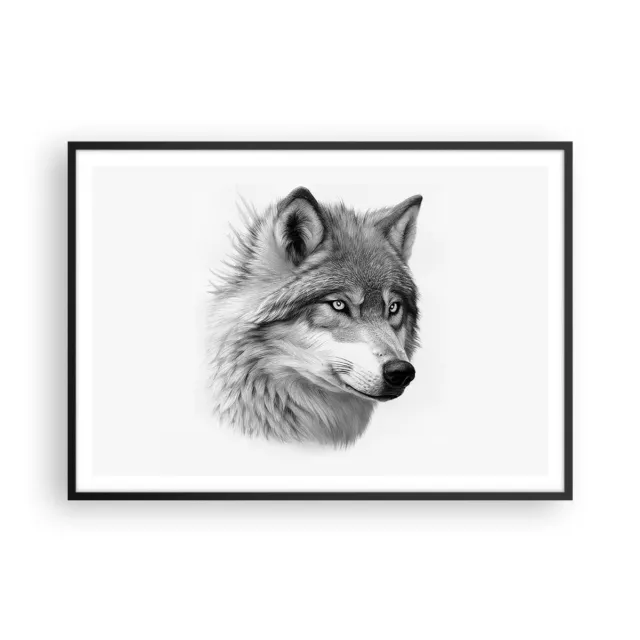 Cuadro Poster de Pared 100x70cm P�ster Marco Lobo Animal Escandinavo Wall Art