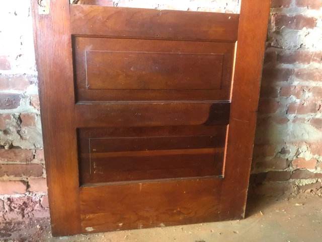30x77” Unpainted 2-Panel Antique Half-Glass Door / original finish raised panels 3