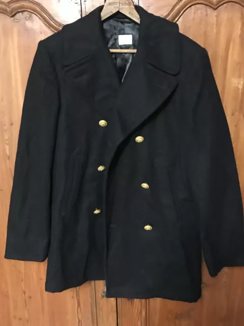 WWII VIETNAM US Navy Military Wool Overcoat Jacket Peacoat Mens 36 ...