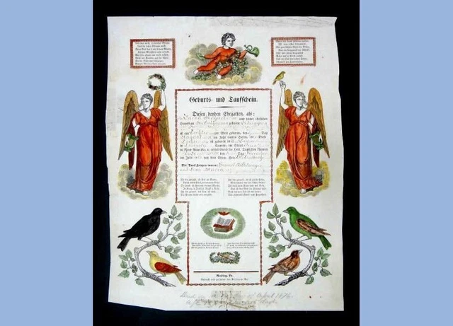 1865 antique GERMAN FRAKTUR GERHART? west cocalico lancaster pa DIED 1876