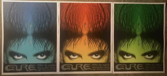 THE CURE Poster ALL 3 NIGHTS Los Angeles EMEK SIGNED #ED Hollywood Bowl IN HAND