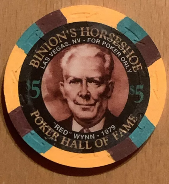 5$ oversized Paulson Pokerchip Binions Horseshoe Casino Las Vegas NV Red Wynn