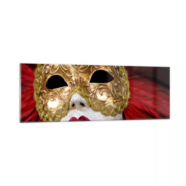 Impression sur Verre 90x30cm Tableaux Masque vénitien costume amusement plume