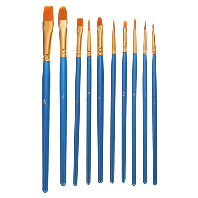 10 Pcs Acrylic Brush Set Oil Paint Brushes Canvas Sets Round