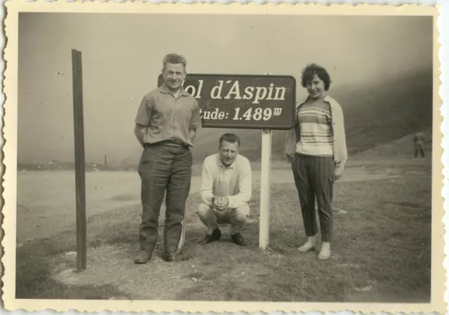 Photo Ancienne - Vintage Snapshot - Montagne Col D'aspin Pyrénées Panneau - Sign