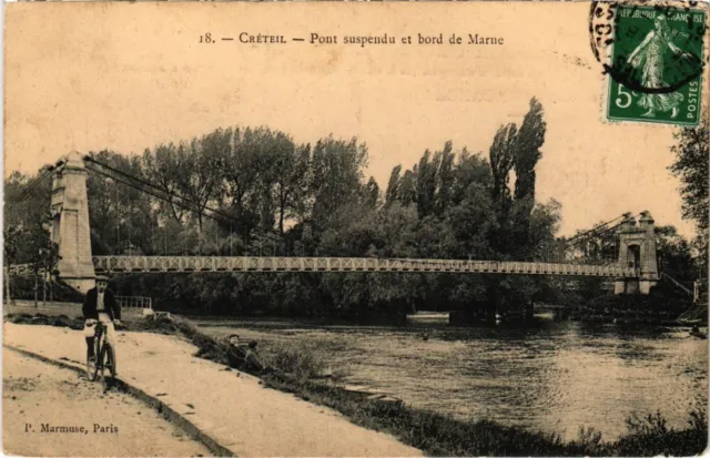 CPA AK Creteil suspension bridge and edge of Marne FRANCE (1282391)