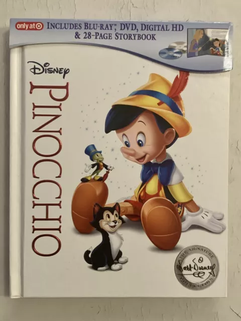 PINOCCHIO (1940) Blu-ray + DVD + Digital Target Exclusive Storybook, LIKE NEW