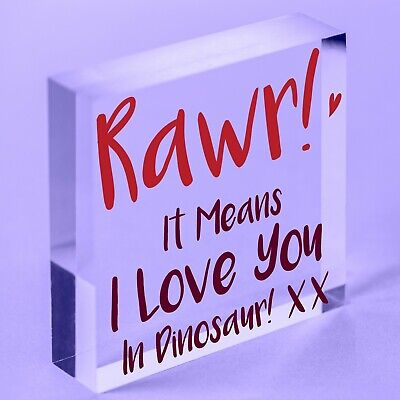 Rawr i Love You Novità Acrilico Blocco Placca Divertente Valentines Day Regalo