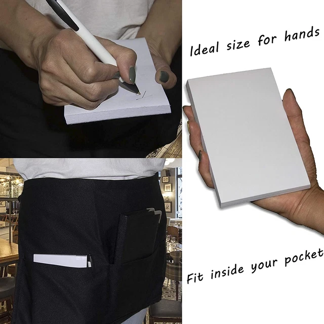 40 Guest Checks Books  3.5 x 5.5" White Unruled Memo Pads - 100 Sheets Pad