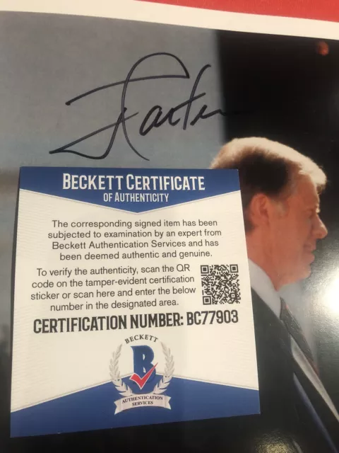 BECKETT COA CERTIFIED PRESIDENT JIMMY CARTER SIGNED 8.5x11 PHOTO! 100% REAL! 40a 2