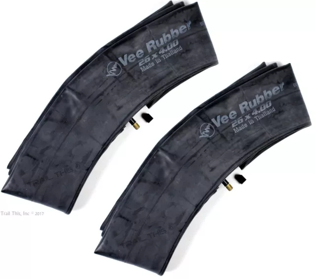 Two (2) Pack Vee Rubber 26 x 4.0 Schrader Valve Inner Tubes for Fat MTB Bike 4"