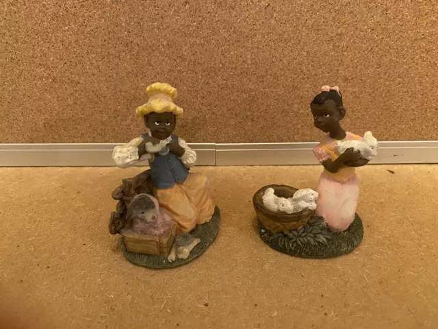 African American Americana MCM Ceramic Boy And Girl Figurines Display Gorgeous 2