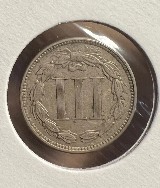 USA Antique Coin 3 Cents "Three Cent Nickel" Liberty Head 1867 Copper-Nickel