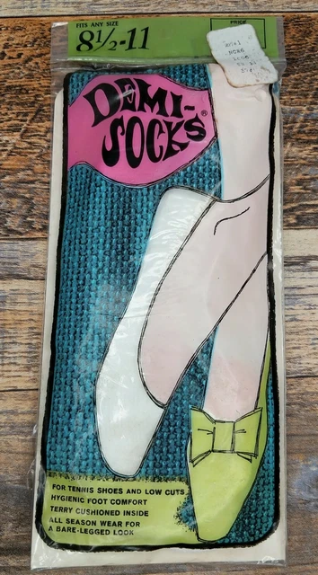 Vintage No Show Demi-Socks White Size 8.5 -11 Terry Cushioned Size 8.5 - 11 NOS