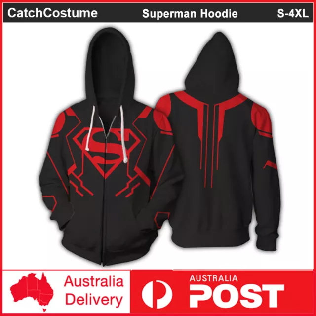 Superman Hoodie Superhero 3D Print Cosplay Jacket Coat Hooded Sweatshirt Jumper