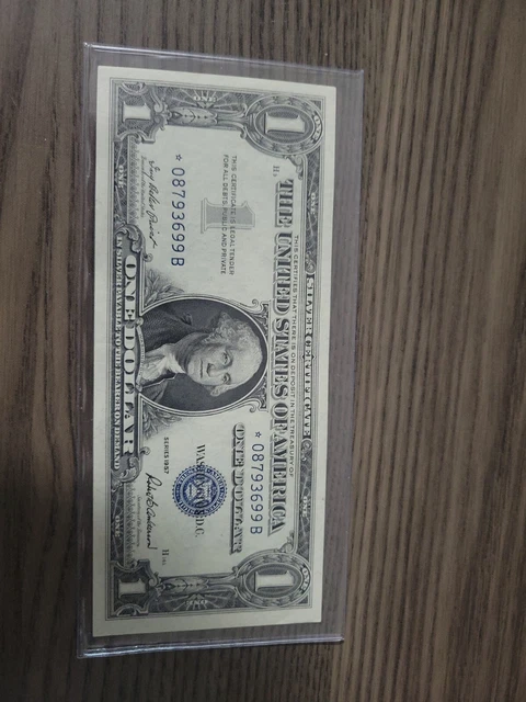 1957 STAR NOTE One Dollar Blue Seal Note Silver Certificate Near Mint Condition.