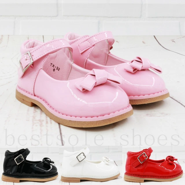 Kids Baby Infants Girls Bow Spanish Flat Wedding Party Patent Toddler Shoes4-8