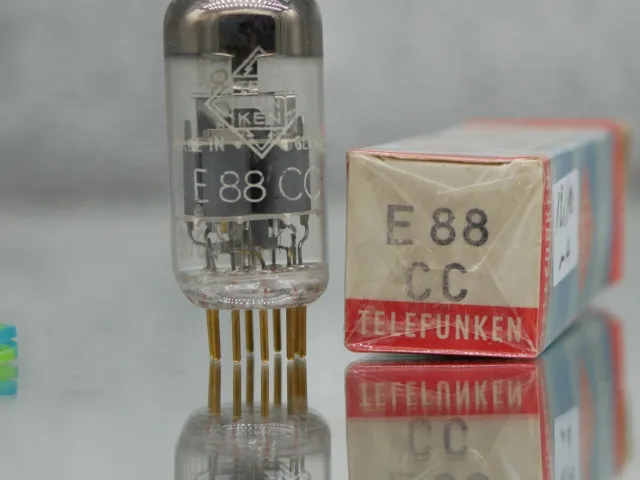 1x Telefunken E88CC  CCA Gold Pin on TOP NOS Ulm Röhre Tube NOS Ultra Rare 03