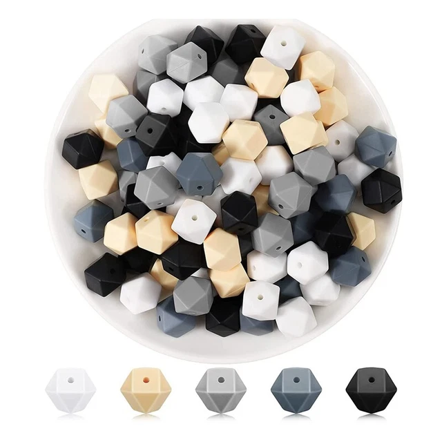 100 StüCk Sechseckige Silikonperlen DIY Halskette Armband Perlen Kit Perlen W2P4