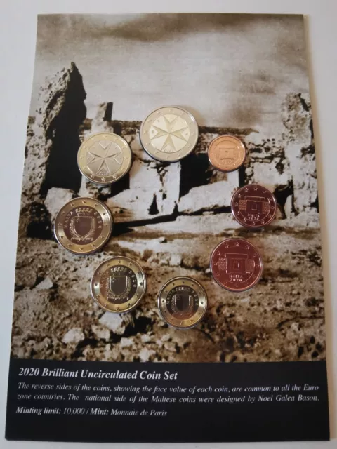Coffret Bu Serie 8 Pièces Euro Malte Poinçon F 2020