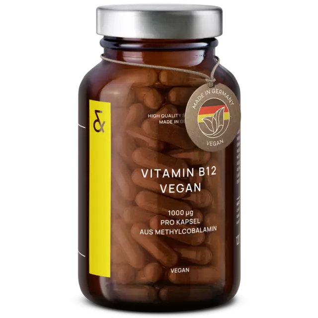 Vitamin B12 hochdosiert - 1000mcg Methylcobalamin - 120 Kapseln - Vit B12 Vegan