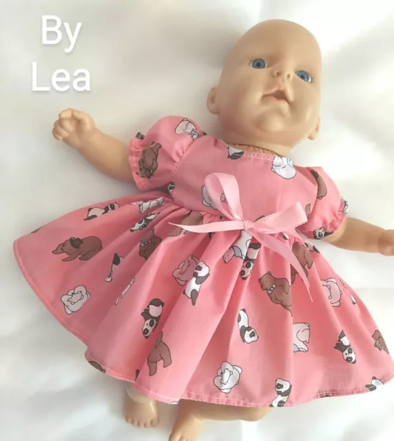 My First Annabell Tiny Tears Berenguer Type 14" 15" 16" Dolls Pink Bear Dress