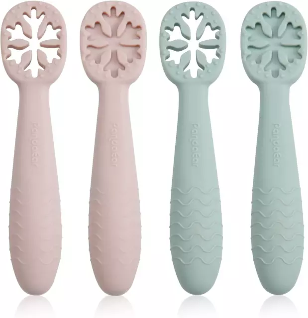 Pandaear Snowflake Design Baby Spoon Set (4 Pack)|Bpa Free Stage One Silicone...