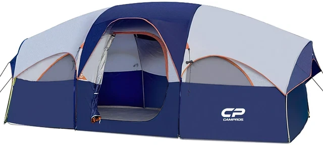 Campros 8 Person Family Camping Tent Waterproof Windproof 5 Windows Heavy Duty
