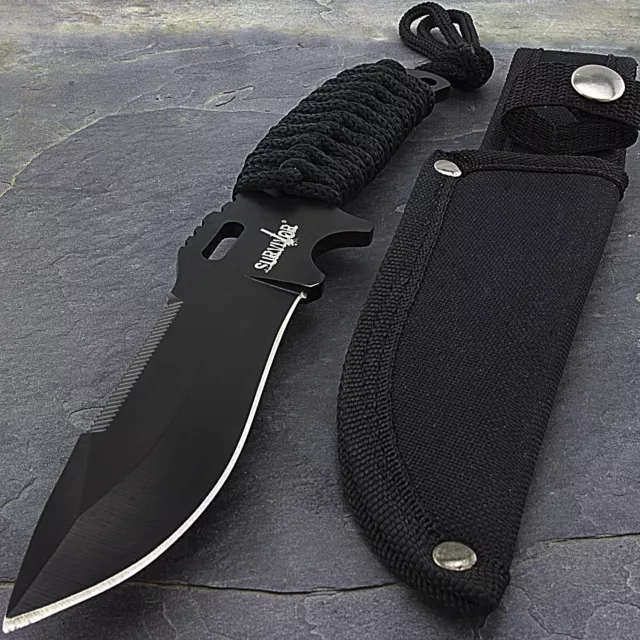 9" TACTICAL COMBAT FULL TANG Survival HUNTING KNIFE Bowie Military Fixed Blade