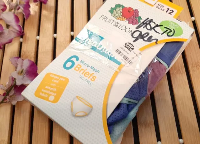 4 Pack Girls Fruit of the Loom Breathable Micro Mesh Briefs Size 12 Multi Color