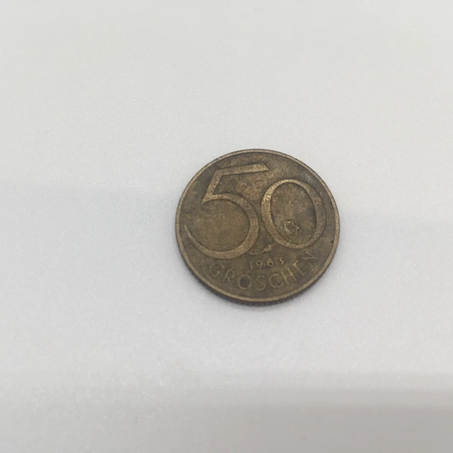 Austria 1963  50 Groschen Aluminum-Bronze Coin Austrian Shield Good Circulated