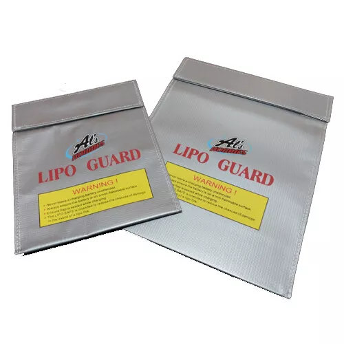 LiPo Battery Safety Bag Guard Safe Charging, Fire Proof Sack Choose Your Size