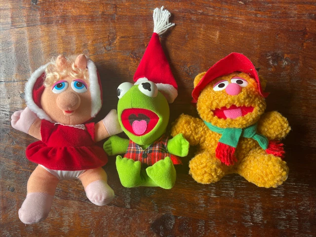 McDonalds Muppet Babies Christmas Kermit Frog, Miss Piggy and Fozzie Bear Plush