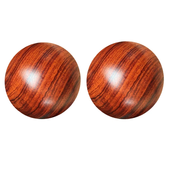 2 Pcs Solid Wood Massage Ball Baoding Balls Chinese Stress Exercise Handballs