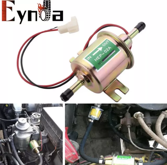 12V Inline Low Pressure Electric Fuel Pump HEP-02A Universal 2.5-4PSI Gas Diesel