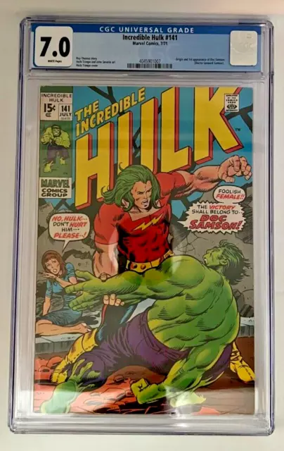 Marvel Comics Incredible Hulk #141 (1971) CGC 7.0 WP- 1st Doc Samson And Origin