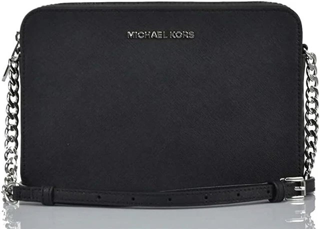 Michael Kors Shoulder Cross Body Bag Saffiano Leather Medium Handbag Black