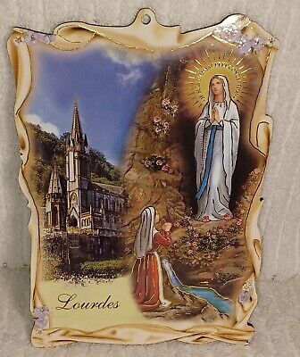 Our Lady of Lourdes Wood Wall Plaque Thin Je Suis Limmaculee Conception
