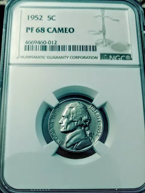 1952 Jefferson Nickel NGC Proof 68 Cameo PQ For The Grade Full Steps