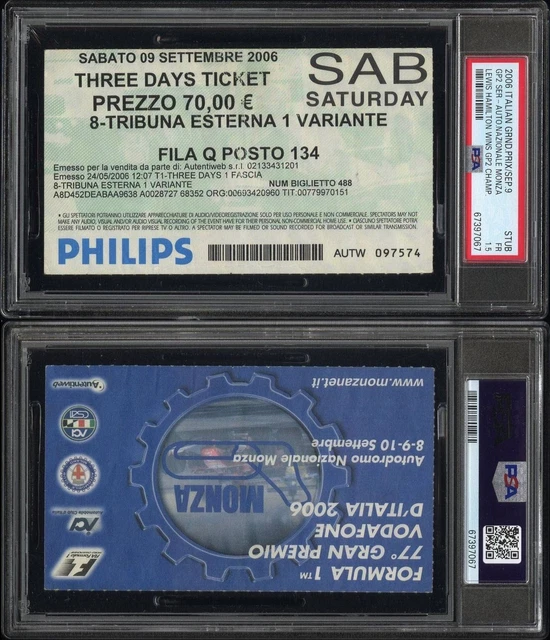 Biglietto Gran Premio d'Italia Sabato 2006 - Lewis Hamilton GP2 Campione - PSA 1.5